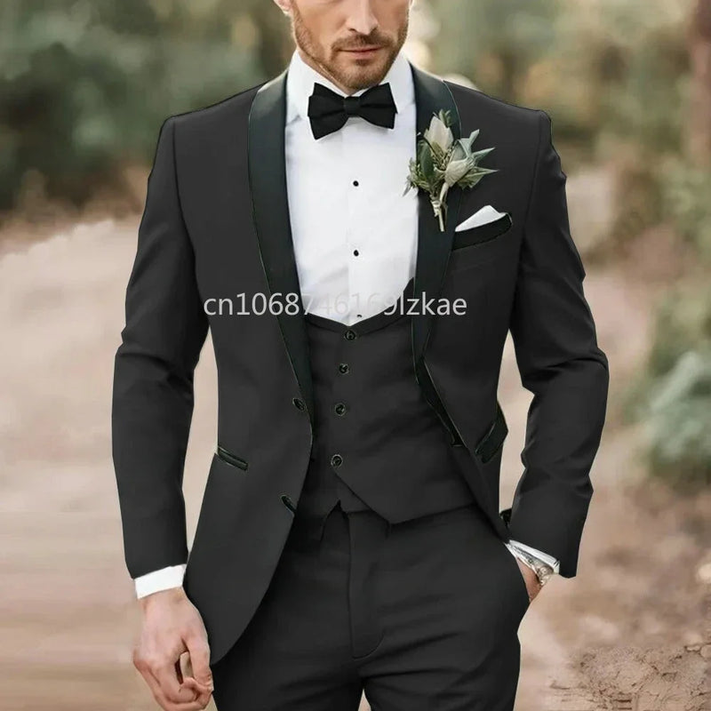 Elegant Light Green Formal Wedding Men Suit Groom Tuxedo Prom Slim Fit Blazer Hombre High Quality Custom 3 Piece Costume Homme