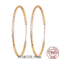 Senlissi - New Fashion 18k Gold Plated 925 Sterling Silver Women's Hoop Earrings 2.0mm Fashion Earring Rose Gold Cерьги Kольца 0