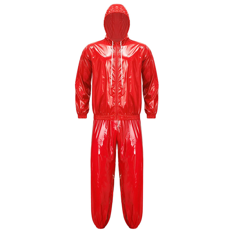 Men's Sauna Tracksuit Set Zipper Hoodie Drawstring Pants | SAMAG