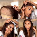 Chocolate Brown Straight Lace Front Wig Synthetic 30 Inch 200 Density 13x4 HD Transparent Full Lace Frontal Wig Pre Plucked
