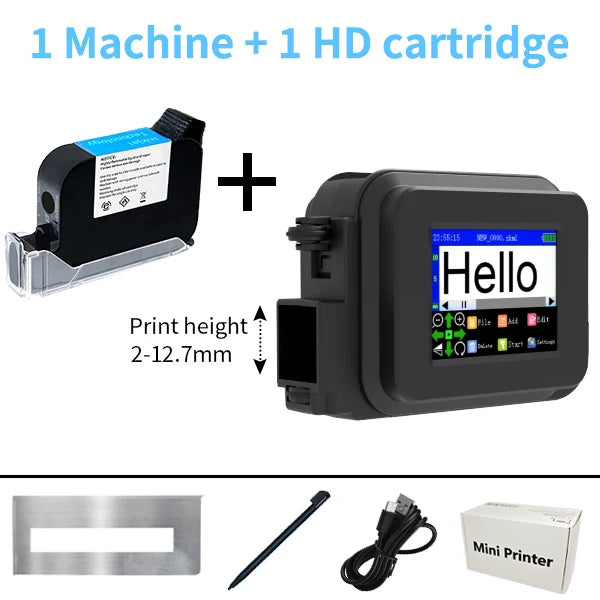 Iottim 12.7mm Mini Portable Inkjet Printer Small Business Date Label Printer QR code Logo Batch Number