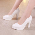high quality leather shoe for women 6cm 8cm high heel platform point toe 32 33 34 elegant and fashion shoe black white silver