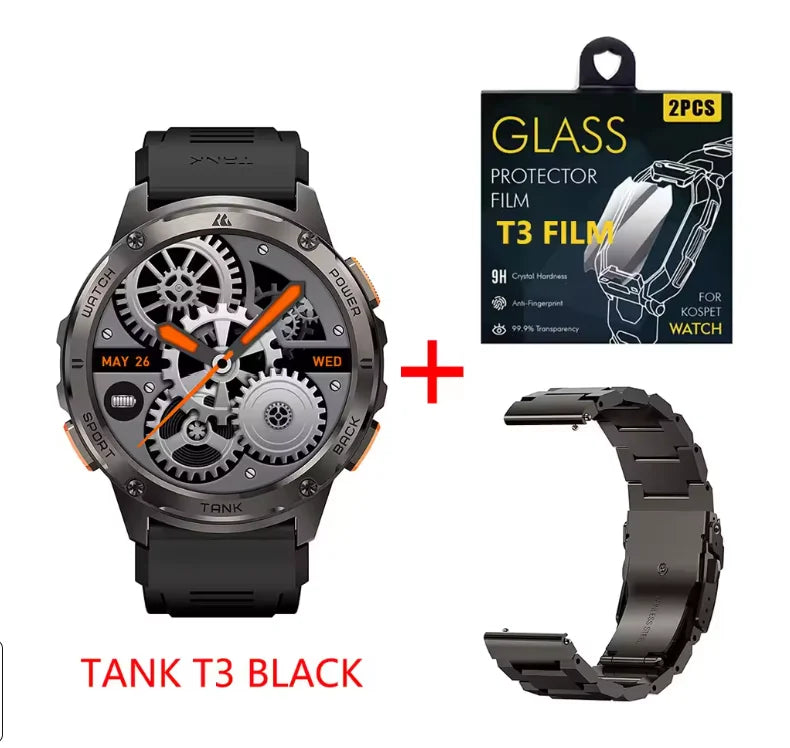 [Hot Selling] KOSPET TANK T3 Smart Watch For Men with Call and Text Digital Fitness Watches AMOLED AI Voice AOD BluetoothTracker