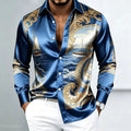 Men's Retro Baroque Printed Satin Silk Shirt Long Sleeved | SAMAG