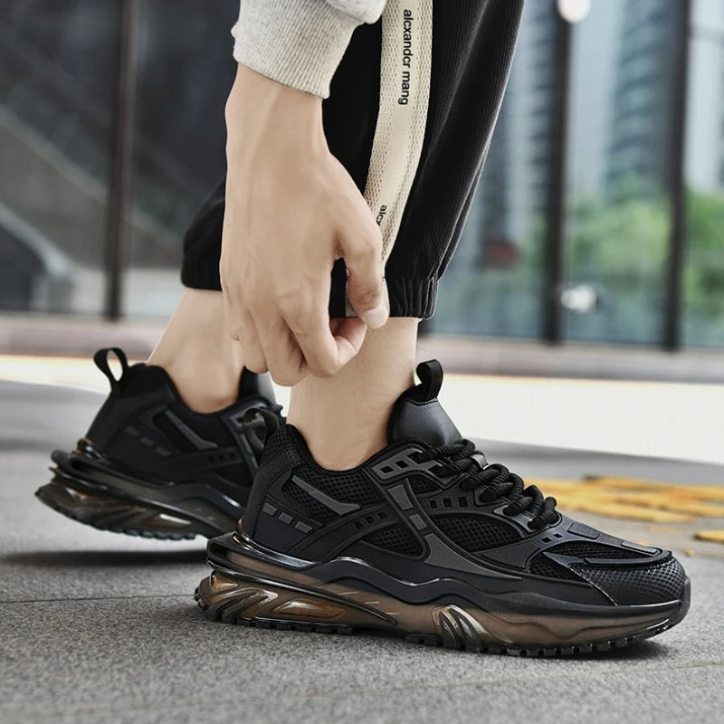 High-quality Large-sized Round-toed Thick-soled Height-increasing Shock-absorbing and Low-top New Casual Sports Shoes