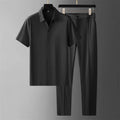 Summer New Fashion Solid Color Ice Silk Short - Sleeved Shirt Set Men's Casual Relaxed Comfortable - View 6 | SAMAG