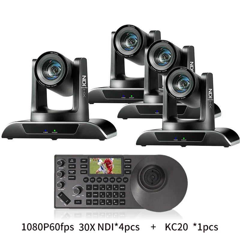 NDI PTZ Camera 30X Zoom 1080P60fps PTZ Camera with POE HDMI SDI USB+PTZ Camera Controller ideal for Live Streaming and Broadcast