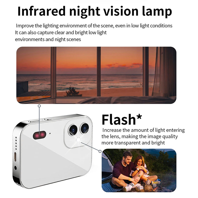 4K CCD Digital Camera 64MP Digital Flash Video Camera with Touch Screen 16X Digital Zoom IR Night Vision Camera Black