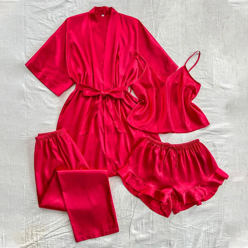 Spring Summer New Women Pajama Four Piece Suit Sleepwear | SAMAG