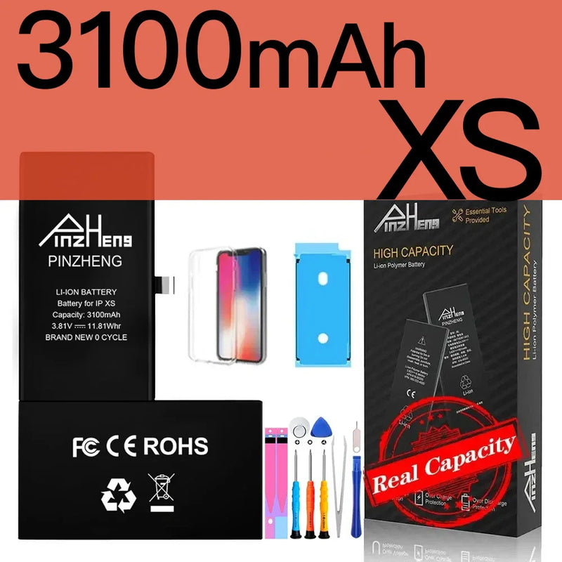 PINZHENG Real High Capacity Battery For iPhone X XR XS Max 12 13 Mini Pro Max 11 Pro Max Replacement Bateria Warranty One Year
