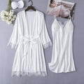 White Silk Pajamas Set Women Bride Wedding Robe Nightgown | SAMAG