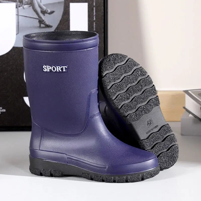 Summer Short Young Men's Rain Boots Motorcycle Gum Fashion Adult On Offer Gumboots Plastic Waterproof and Non-slip Male Shoes