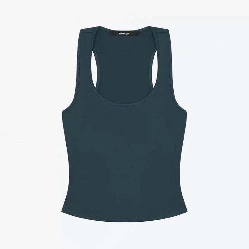 ANK Air Summer Top with Solid Color, Black and White Powder, Wide Shoulder Strap, I-Shaped Tank Top, Women's Sports, Daily Wear