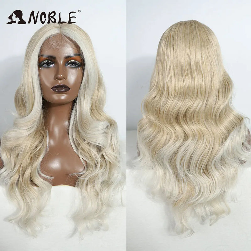 Noble 13x4 Lace Front Wig Synthetic 28 inch Long wavy ombre blonde Wigs For Women Ombre Lace Front Wig Synthetic Lace Front Wig