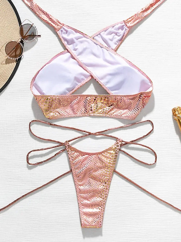 Snake Skin Mini Micro Thong Bikini Women Swimwear Female | SAMAG