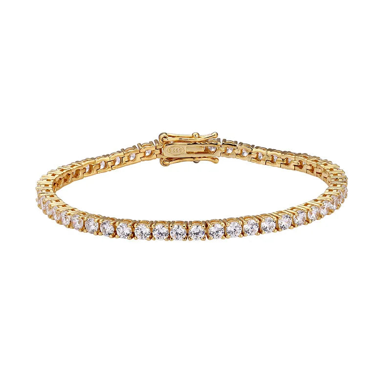 4mm 925 Sterling Silver Moissanite Bracelet 3mm D VVS1 Diamond with GRA for Women Sparkling Wedding Party Fine Jewelry