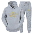 Fashion Long Sleeves KING And QUEEN Printed Hooded Suits Autumn Winter Couple Hoodie + Pants 2 - Piece - View 2 | SAMAG