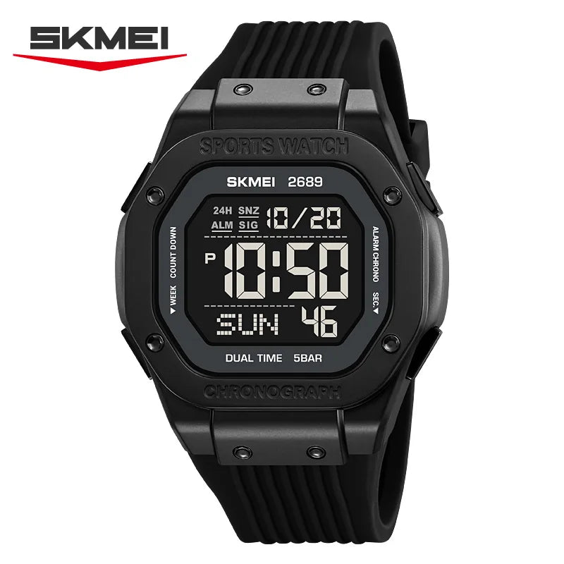 2689 New Casual Men's Electronic Watch Waterproof Calendar Multi Functional Countdown Night Light Sports - Visuel 7 | SAMAG