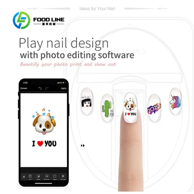 Customized Portable Automatic Intelligent 3D Digital Nail Art Printer with Single Cartridge for DIY Photo Custom Nail Design