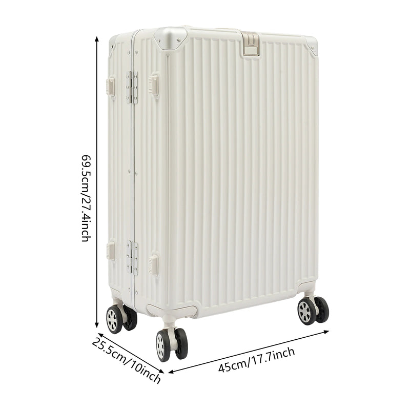 NEWEST White Large Expandable Checked Luggage, PC Hard Shell Suitcase, Top Opening Rolling Travel Suitcases with Spinner Wheels & TSA Lock
