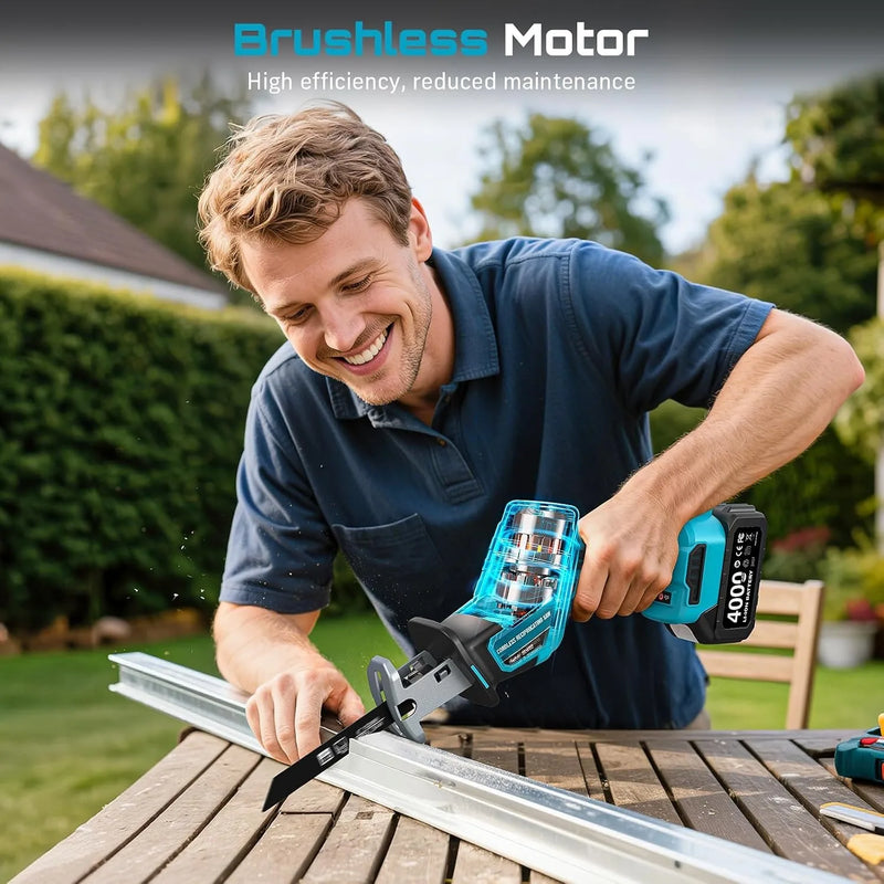 SEESII Reciprocating Saw Cordless Cutting Variable Speed 3500 RPM Brushless Motor with 6 Blades Portable - View 7 | SAMAG