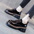 Fashionable Thick Soled High Rise Loafers with Thick Heels Shoes for Women 2024 Autumn Winter New Lace-up Women's Boot