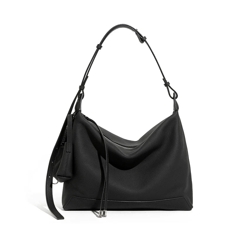 HIFASHION Genuine Cowhide Leather Hobo Bag Women Soft Half Moon Underarm Shoulder Purses Elegant Commuting Crossbody Handbags