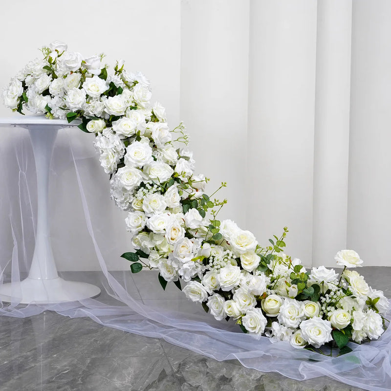 Uflower White Rose Cherry Blossom Wedding Arch Floral Row - View 13 | SAMAG