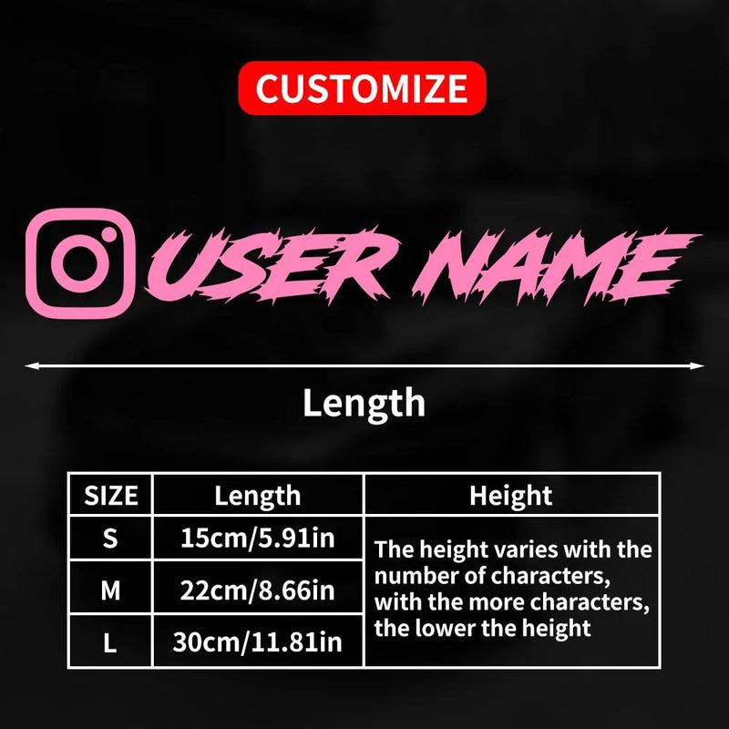 1PC Custom Car Sticker Instagram Cool Fonts Waterproof DIY Vehicle Window Motorcycle Bicycle Scooter Helmet Durable Vinyl Decals