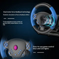 4-in-1 Game Steering Wheel for PS4/PC/Android/iOS - Bluetooth & USB Connectivity with Dual Motor Vibration & RGB LED Lights