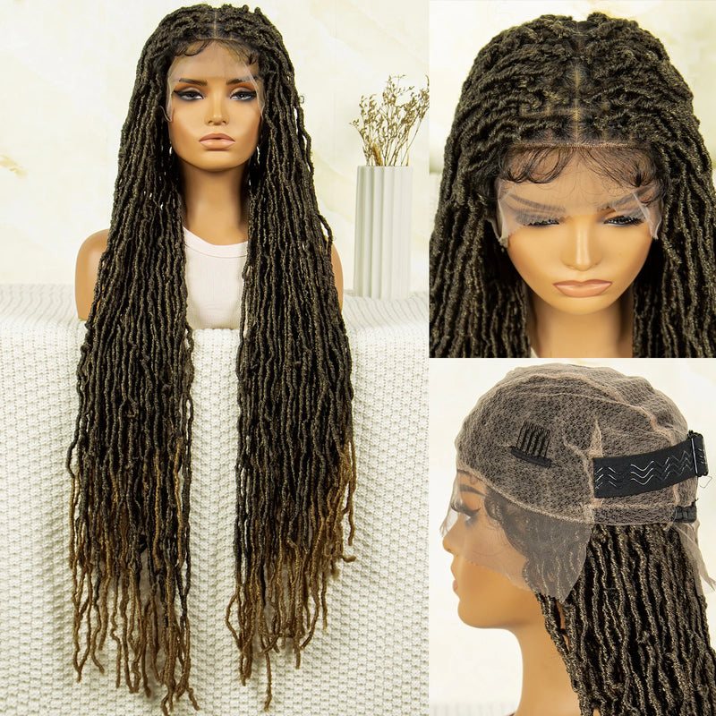 Pink Soft Faux Braids Wig for Black Women 36 Inches Synthetic Knotless Box Braided Wigs with Baby Hair Full Lace Dreadlock Wig