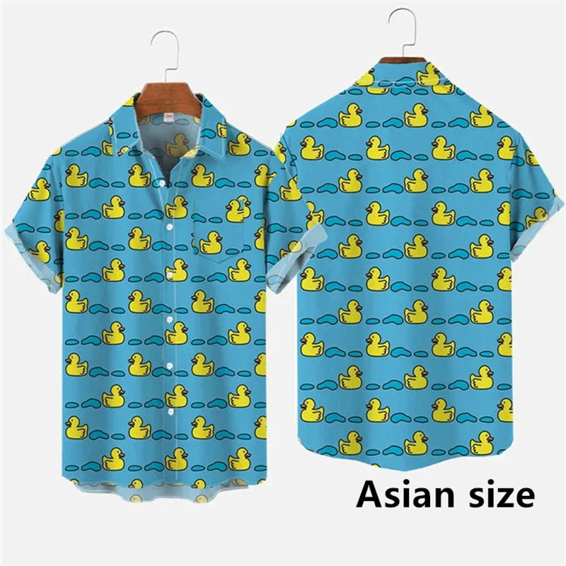 Hawaiian Men Shirts 3D Print Cartoon Cute Duck Printing | SAMAG