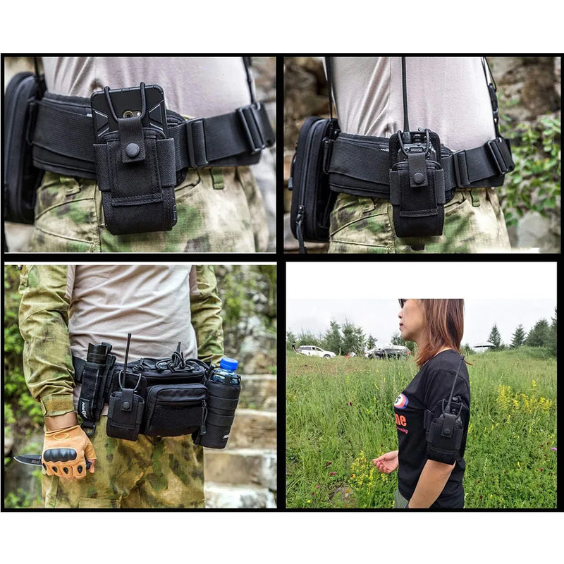 Tactical Walkie Talkie Carry Bag Molle Radio Pouch Holder Pocket Portable Outdoor Hunting Sports Waist Bag Interphone Holster