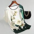 Plus Size Women's Silk Satin Blouse Spring Summer Floral - View 9 | SAMAG