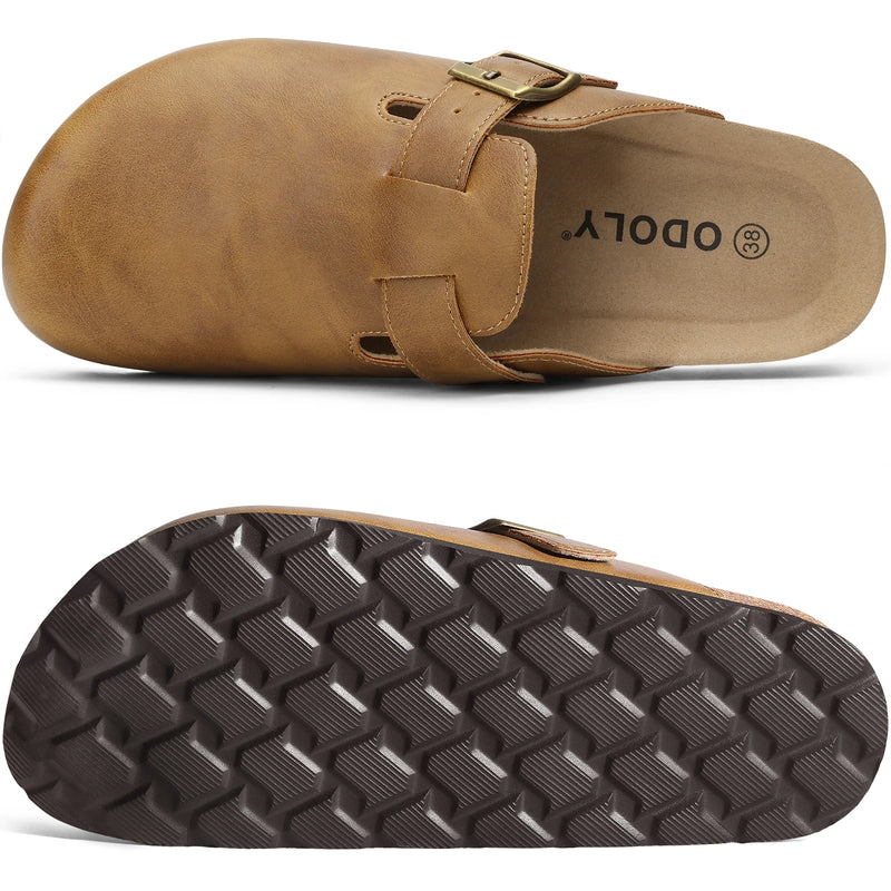 Litfun Women's Vegan Leather Clogs Comfortable Cork Footbed Mules Men Fashion Slip On Potato Shoes with Arch Support Beach Shoes
