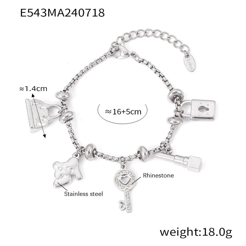 316L Stainless Steel Charm Bracelet For Women 18K Gold Plated Waterproof No Tarnish Multiple Different - Visuel 7 | SAMAG