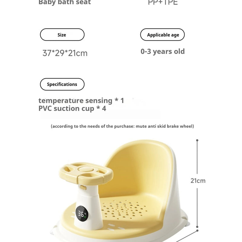 AIBEDILA Baby Bath Seat Multifunctional Toddler Bath Chair With Smart Temperature Sensing Safe Material For Bathtub Shower