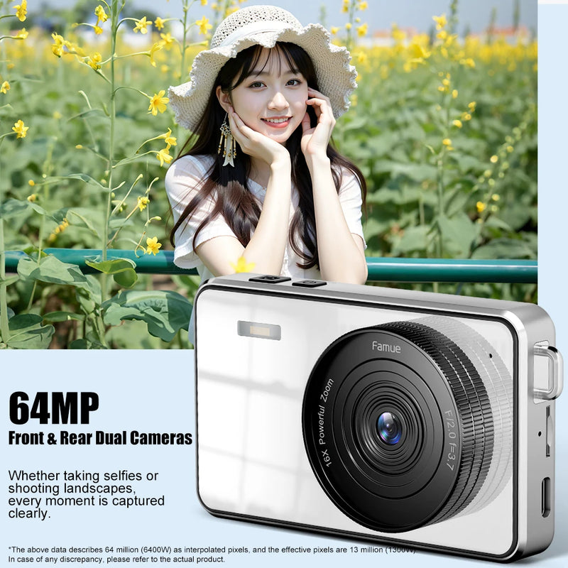 4K Digital Camera for Home Beauty Simulative Education CCD 6400 - Compact Size Video Camera with Zoom for Kids And Adults