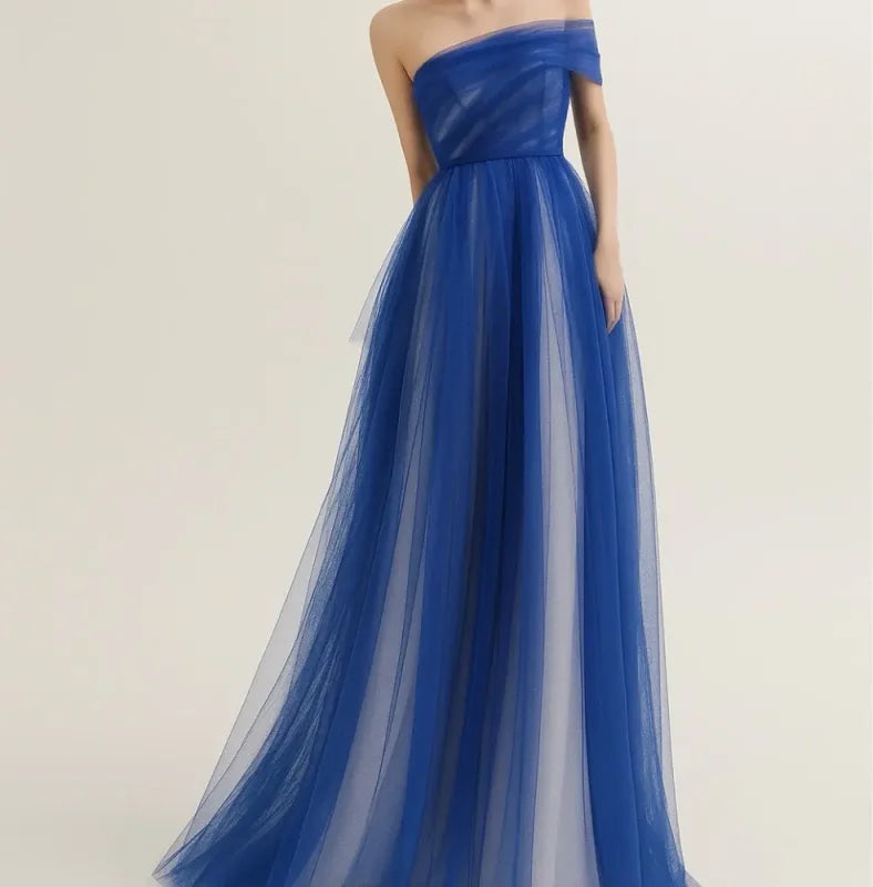 OLOEY One Shoulder Fairy Black Evening Dresses Wedding | SAMAG