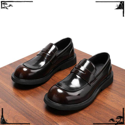 Men's Genuine Leather Glossy Loafers Wide Feet Big Size | SAMAG