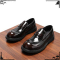 Men's Genuine Leather Glossy Loafers Wide Feet Big Size Summer British Style Round Toe Big Head Formal Casual Dress Shoes