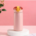 DIY 460ml Portable Kids Thermos Mug With Straw Stainless Steels Cartoon Vacuum Flasks Cute Thermal Water Bottle Customize logo