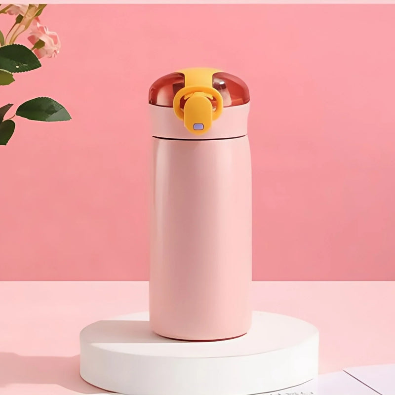 DIY 460ml Portable Kids Thermos Mug With Straw Stainless Steels Cartoon Vacuum Flasks Cute Thermal Water Bottle Customize logo