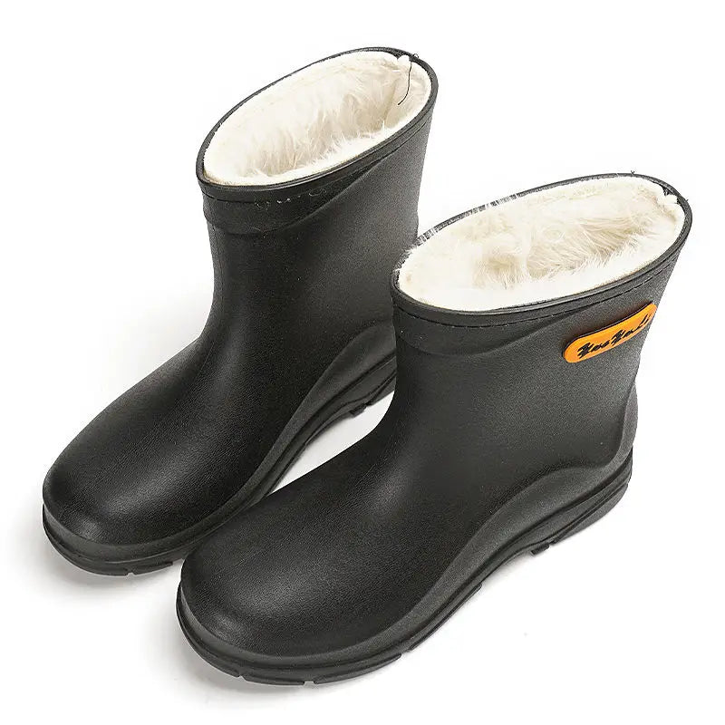 German-style men's mid-calf rain boots, fashionable new thick-soled work kitchen rubber shoes for washing cars, fishing, and saf