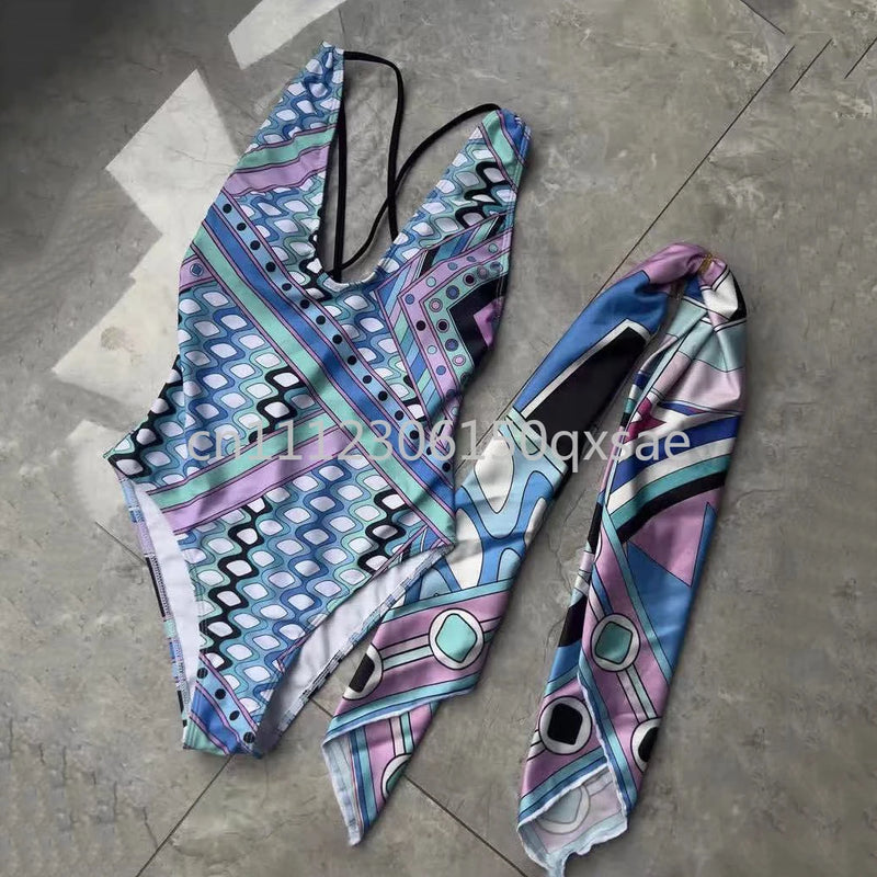 Women's Scarf Swimsuits with Letter Signature Logo Lady | SAMAG