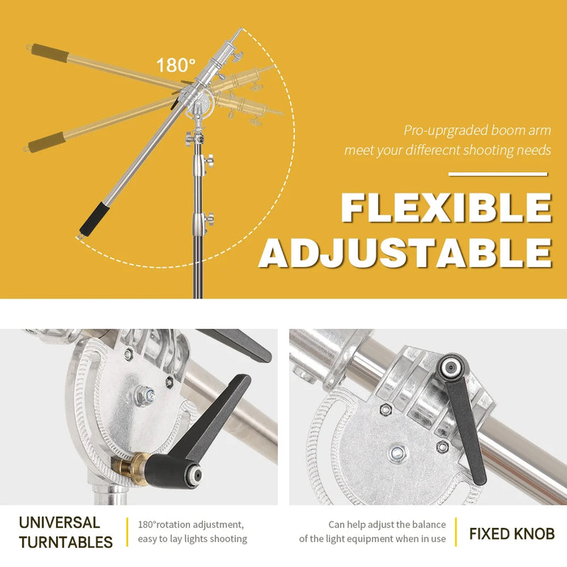 C Stand Stainless Steel Kit Light Stand With Weight Bag Photo Studio Accessories Extension Rod 2.49M Length Arm Cross Boom