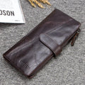 CONTACT'S Genuine Crazy Horse Cowhide Leather Men Wallets  Fashion Purse With Card Holder Vintage Long Wallet Clutch Wrist Bag