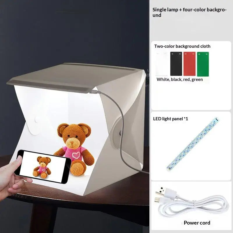 Portable LED Photo Studio Light Box Foldable Photography LED Photo Studio Tent USB Mini Light Box With 2/4/6 Color Backdrop
