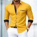 Men's shirt button-up no-iron color block casual everyday | SAMAG