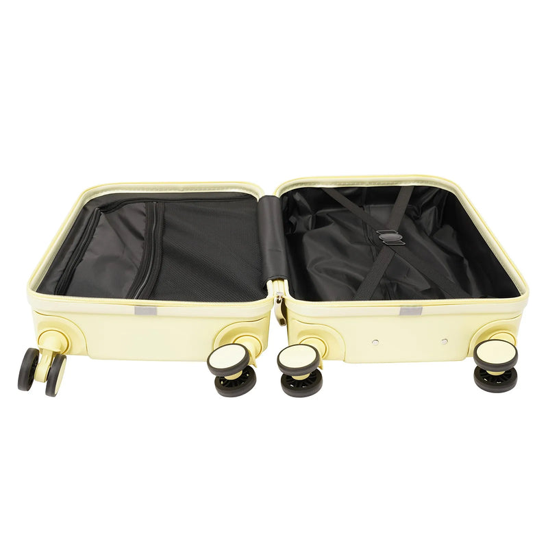 20" Travel Luggage Suitcase Yellow Carry on Luggage, Suitcase with Cup Holder Top Handle Top Handle USB Port for Short-distance Domestic and International Tourism, Business Trips, Vacations